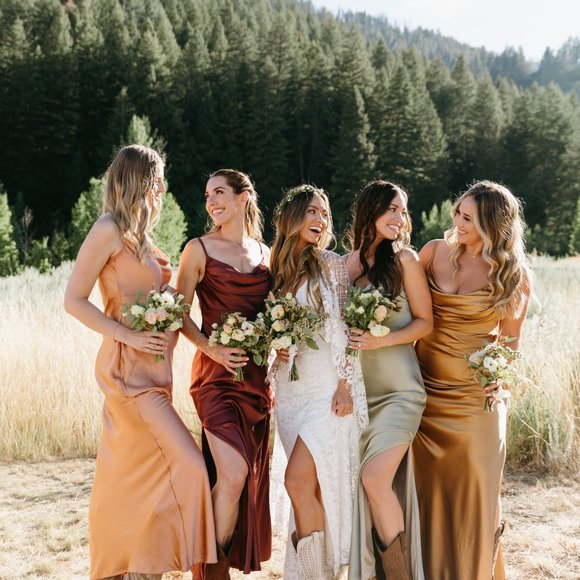 REVELRY SKYE SATIN DRESS - Picture 1 of 4